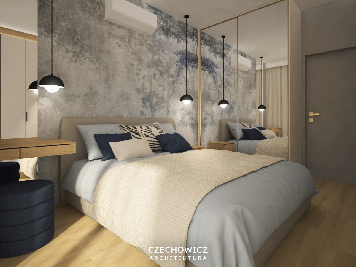 .sypialniaA02 z tapetą Leśny pogłos